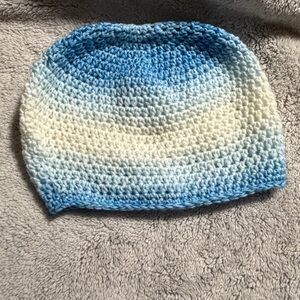 Stylish Blue and White Crochet Beanie